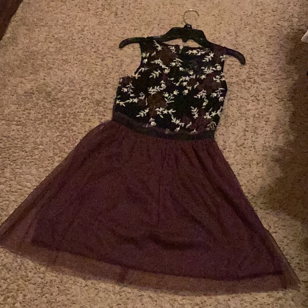 Maroon party dress in net